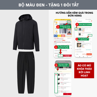 [T7_ĐỒNG GIÁ 678K] Bộ Quần Áo Gió Nam Thể Thao Biluxury Chất Vải Gió Chun Kháng Nước (Mũ Có Thể Tháo Rời)