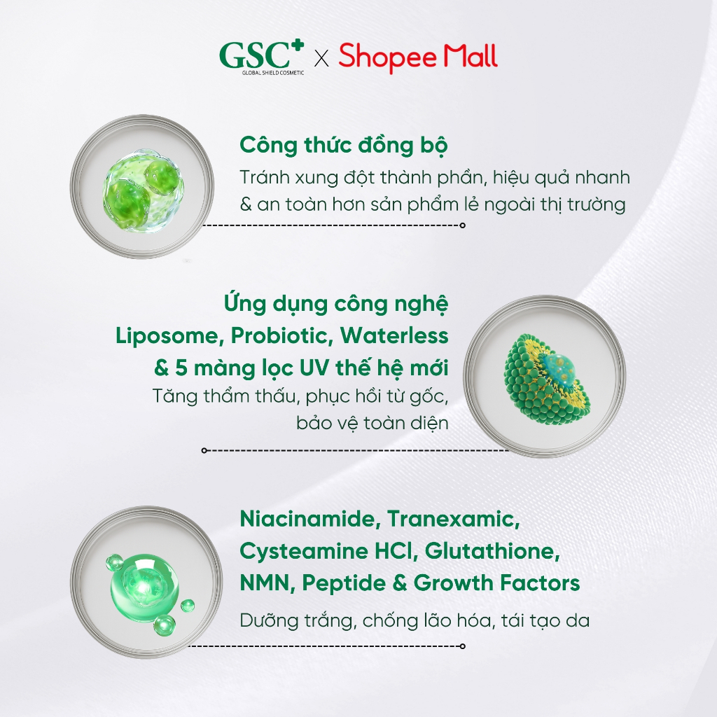 Bộ Sản Phẩm Dưỡng Sáng, Mờ Thâm Nám GSC Mela Bright gồm 5 Sản Phẩm - Ngắn Ngừa Nám Tái Phát - GC100A