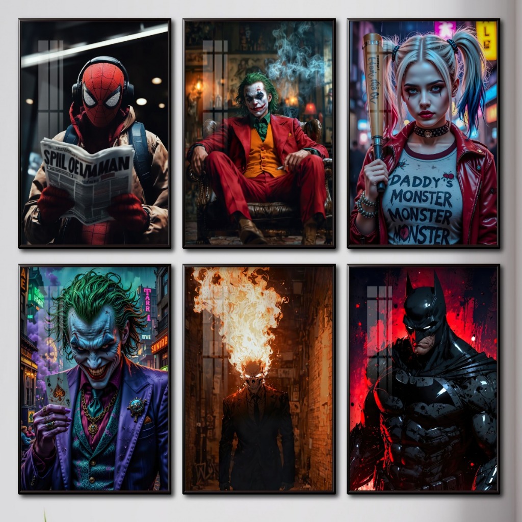 Tranh Joker, Batman,... Vũ Trụ DC, Marvel Tráng Gương Khung Composite Decor Treo tường trang trí nhà cửa