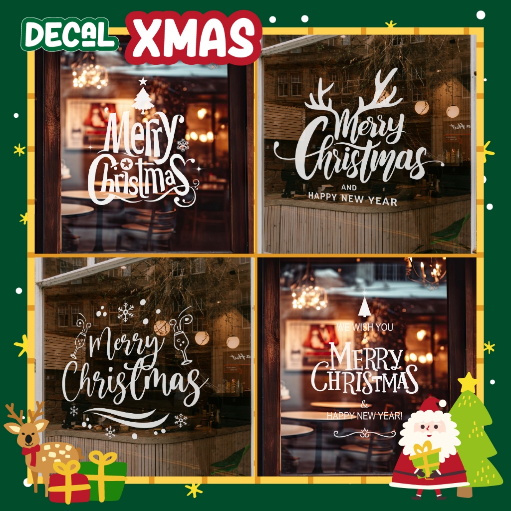 [04] Decal 1 mặt dán kính Merry Christmas - Decal dán kính giáng sinh ...