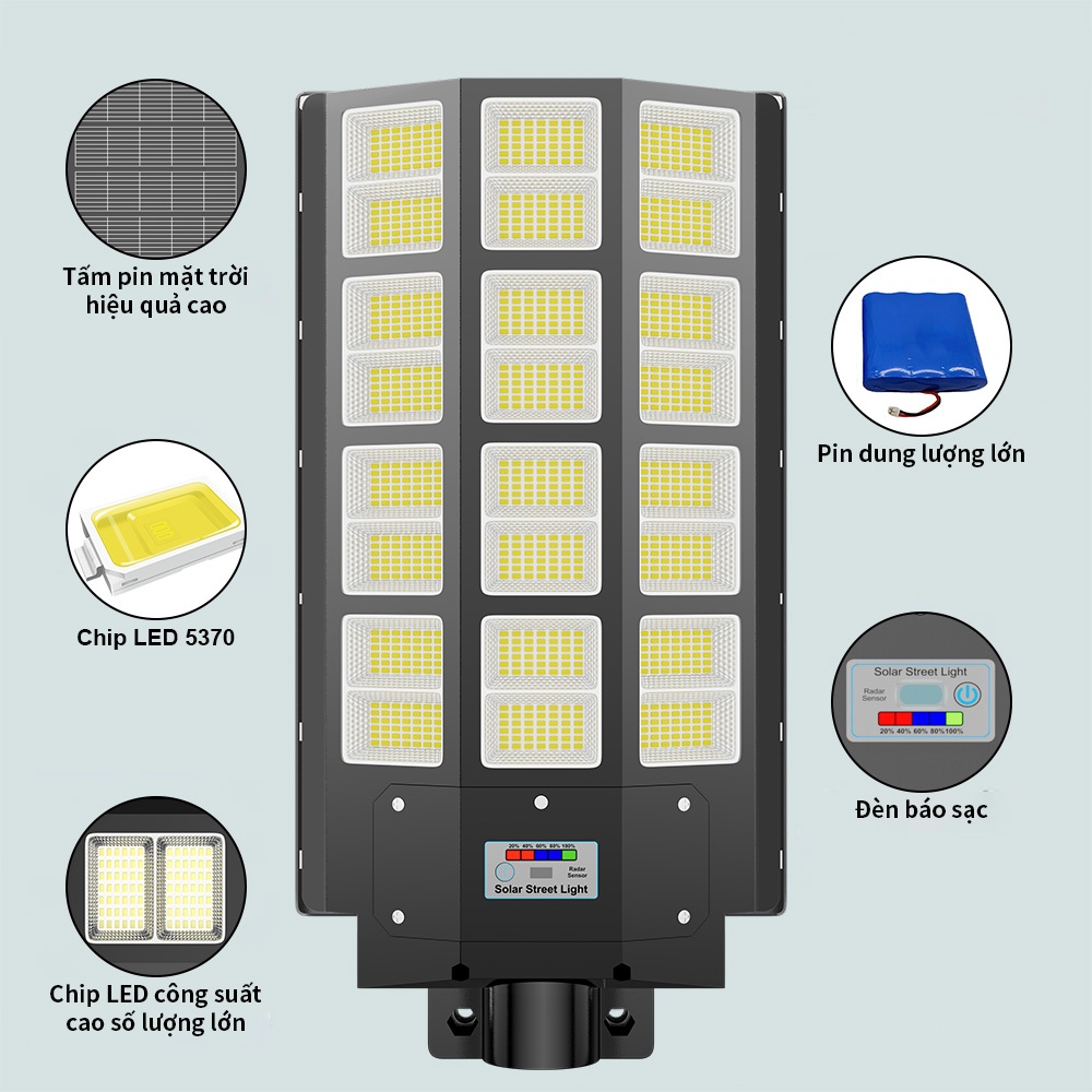 Đèn Năng Lượng Mặt Trời Sân Vườn LIGHTING Loại Đèn Đường Liền Thể 5000W 10000W 20000W Có Cảm Biến Chuyển Động