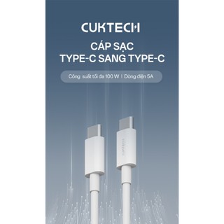 Cáp Sạc Nhanh CUKTECH KLC-5499 C-C | Công Suất Sạc Max 100W (5A) | Truyền dữ liệu 40 Mb/s | Bảo Hành 18 Tháng
