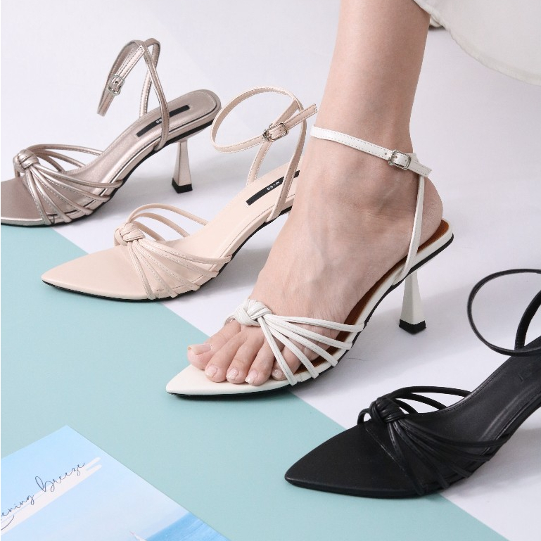 Giày sandal dây mảnh thắt nơ 8cm thanh lịch cao cấp MYSS - SD222