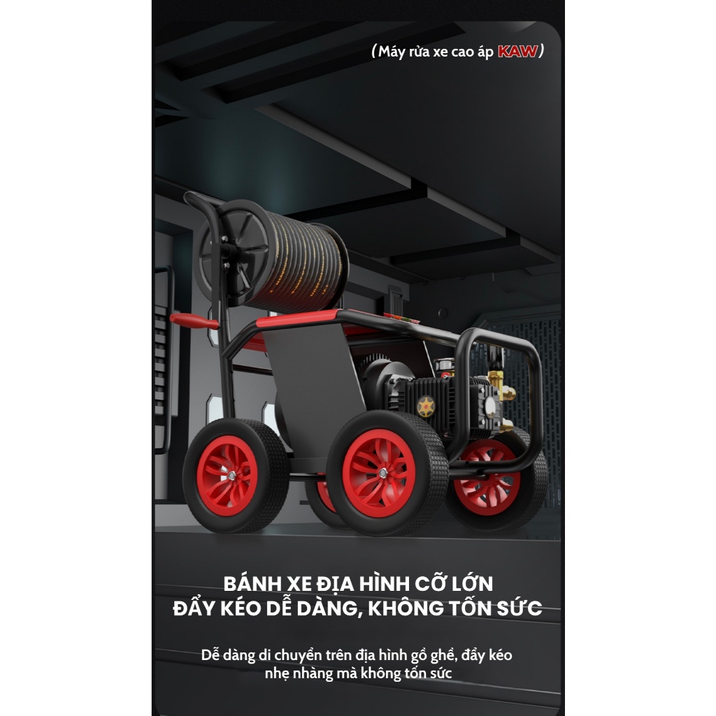 Máy rửa xe cao áp KAW 5000W công suất lớn – rửa ô tô, xe tải, máy công trình nhanh gọn siêu sạch