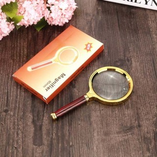 (freeship) Kính lúp phóng đại cầm tay 80mm 10X thiết kế tiện dụng, Kính lúp thân kim loại cán gổ