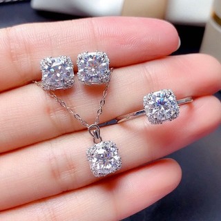 [Có Hộp] Bộ Trang Sức Nữ Set Bông Tai Dây Chuyền Đá Pha Lê Hàng Cao Cấp Không Gỉ T24