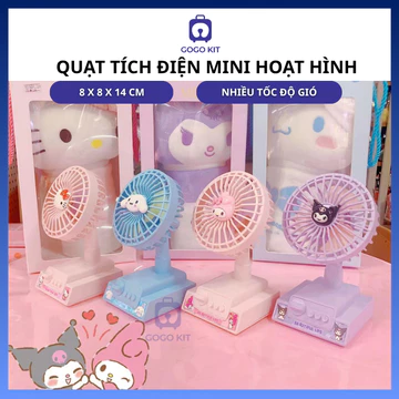 Quạt tích điện mini hoạt hình dễ thương quạt mini sạc điện quạt tích điện để bàn