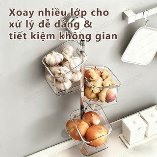 GREENSINDOOR 2/3 lớp Hộp đựng hành, tỏi, gừng treo tường hút chân không, lắp đặt dễ dàng, chịu lực mạnh mẽ