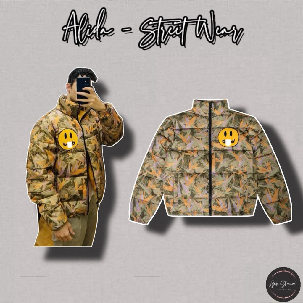 ⚡️[Hight Quality] Áo Khoác Phao D1ew House Mascot Camo Nam Nữ - Điểm Nhấn Mặt Cười Đặc Trưng Phôi Màu Street Wear