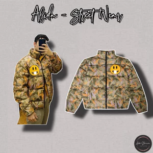 ⚡️[Hight Quality] Áo Khoác Phao D1ew House Mascot Camo Nam Nữ - Điểm Nhấn Mặt Cười Đặc Trưng Phôi Màu Street Wear
