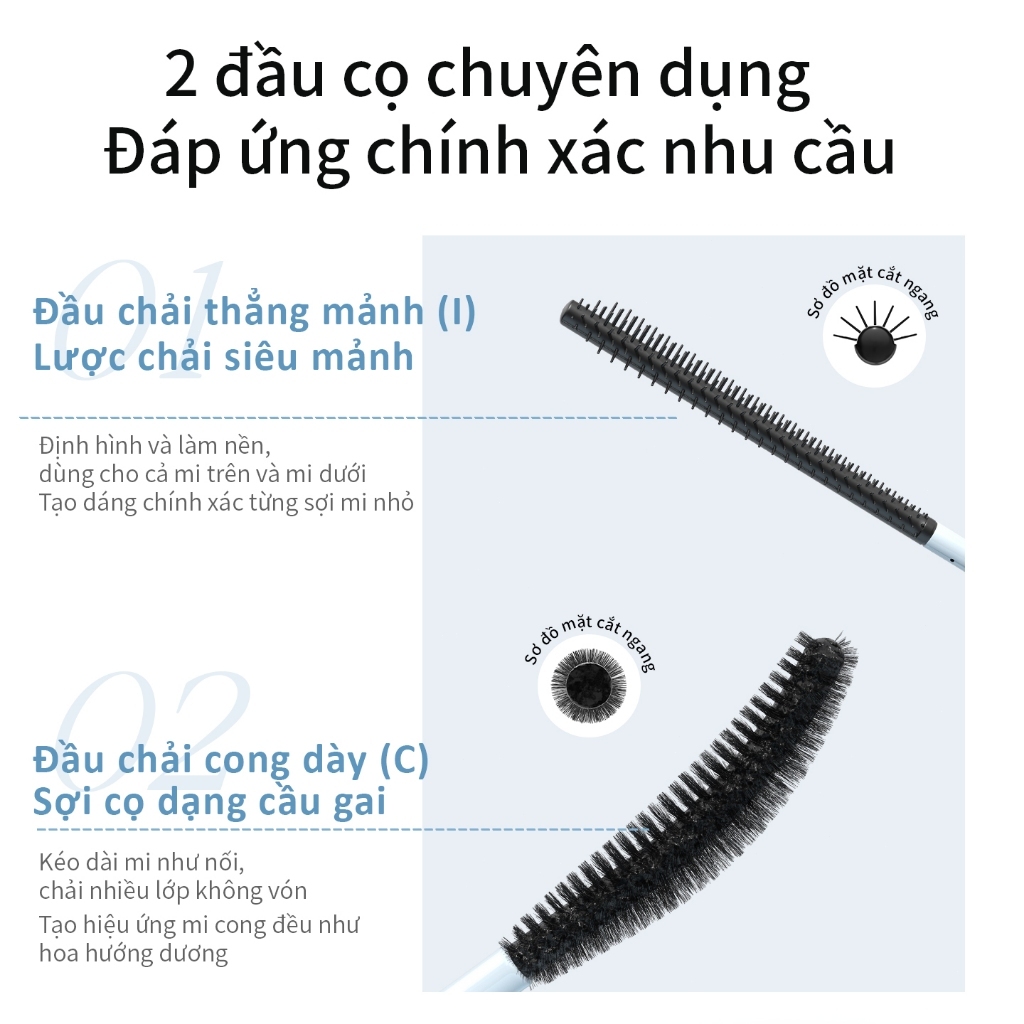 [Mới] Mascara 2 Đầu Mooekiss 6.5g Một Đầu Làm Dày Mi một đầu làm mảnh cong tự nhiên dài hơn giữ nếp lâu 3g + 3.5g