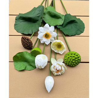 BỘ HOA SEN QUAN ÂM NHÂN TẠO TRANG TRÍ BÀN THỜ, KHÔNG GIAN PHONG THUỶ- HOA LỤA HẠNH HOAN