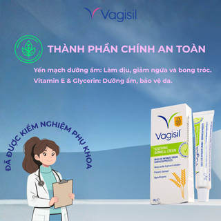 Kem dưỡng vùng kín Vagisil Soothing Oatmeal Cream dưỡng ẩm làm dịu vùng da khô, bong tróc, phục hồi làm da tổn thương