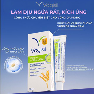 Kem dưỡng vùng kín Vagisil Soothing Oatmeal Cream dưỡng ẩm làm dịu vùng da khô, bong tróc, phục hồi làm da tổn thương