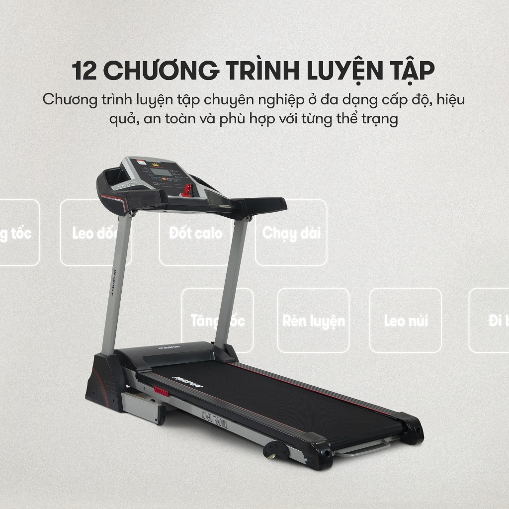 [KOL] Máy chạy bộ KINGSPORT Kungfu đơn năng, tiết kiệm điện năng, gấp gọn tại nhà tiện lợi