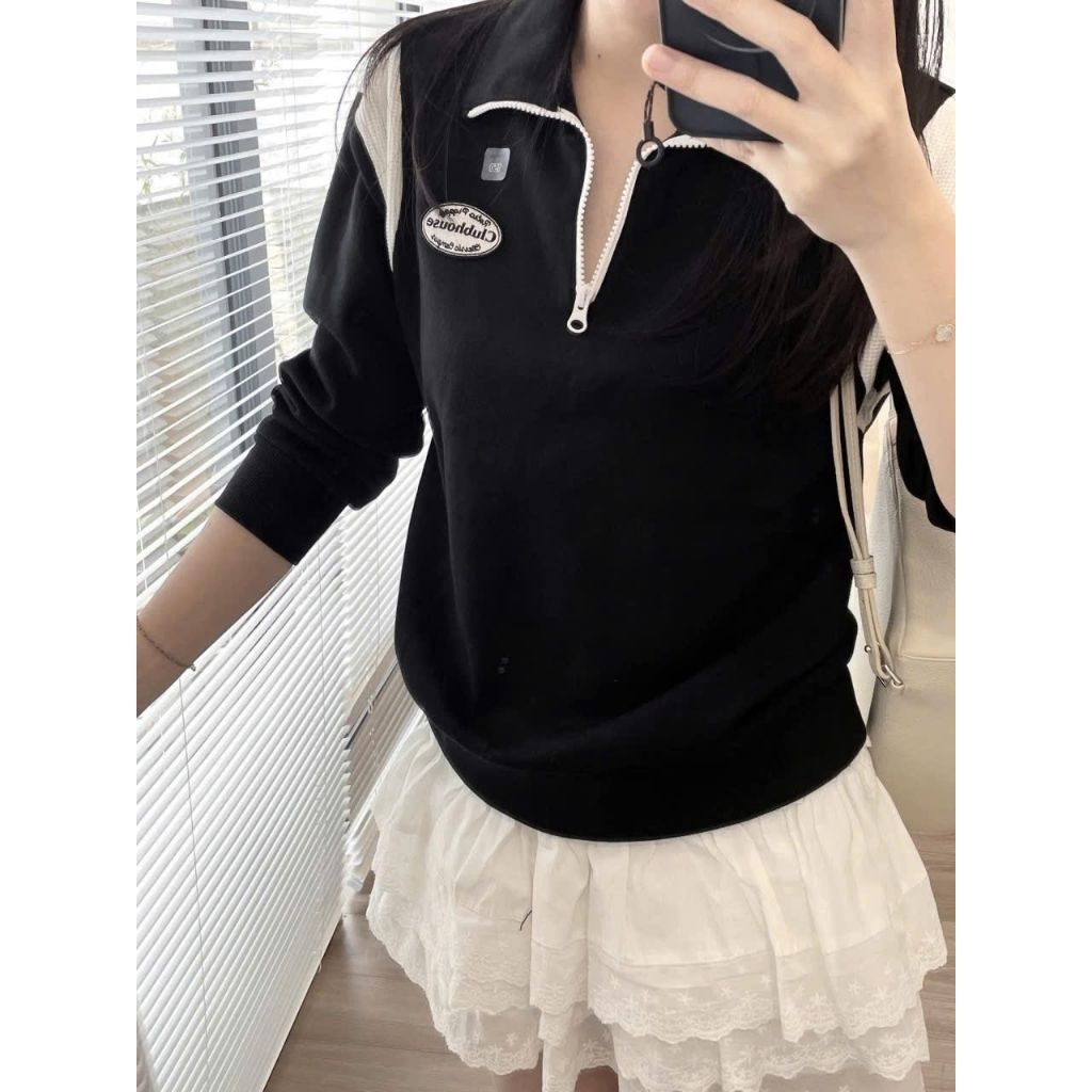 (BomoHouse) Áo nỉ polo tay dài khóa kéo T0p10* kids unisex mẹ, con size đại full tag mác- dư xịn (20-57 kg)