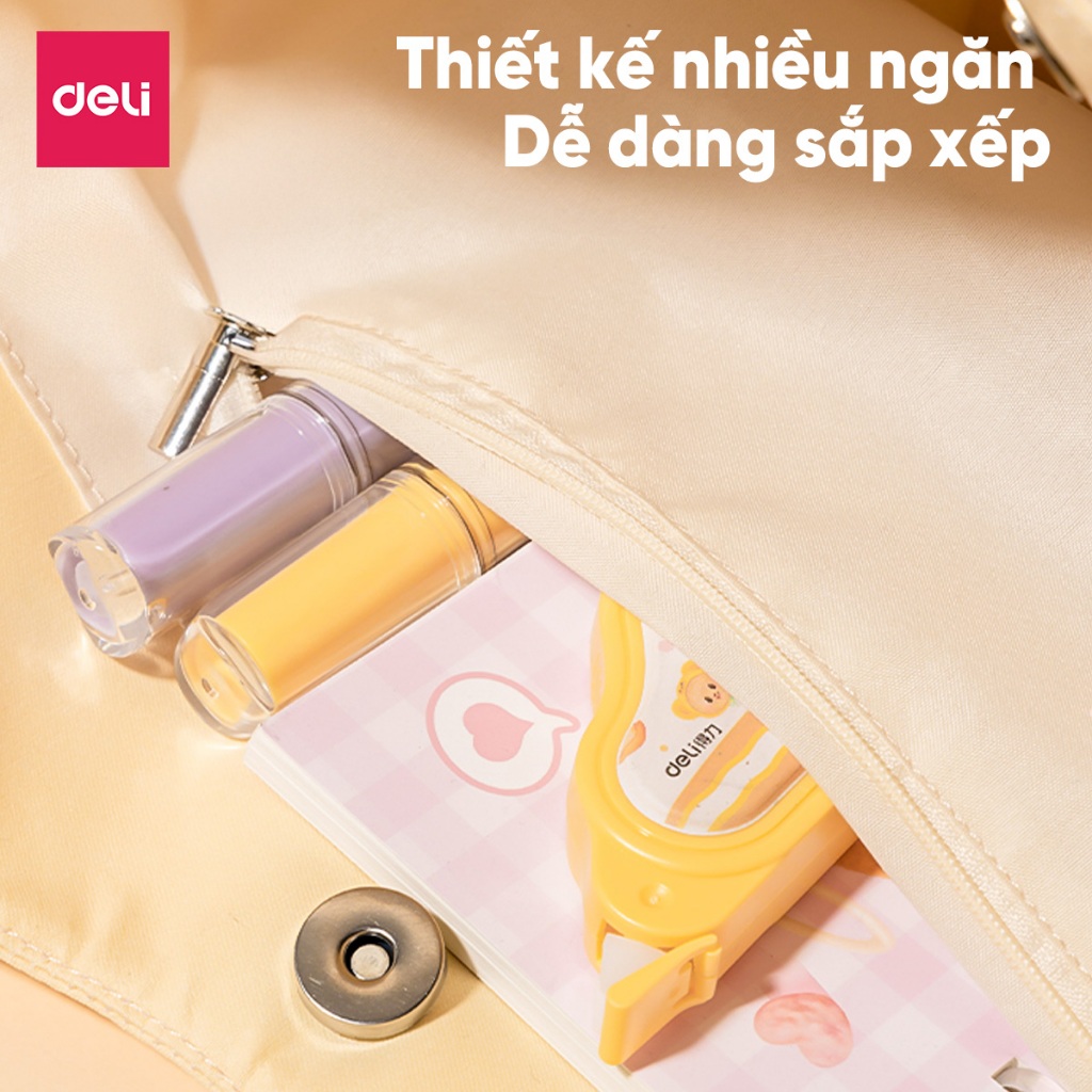 Túi Học Thêm Đeo Chéo Quai Nhún ButterBear x Deli Vải Cotton Đa Năng Siêu Xinh Dung Tích Lớn Ngăn Chứa Rộng Rãi
