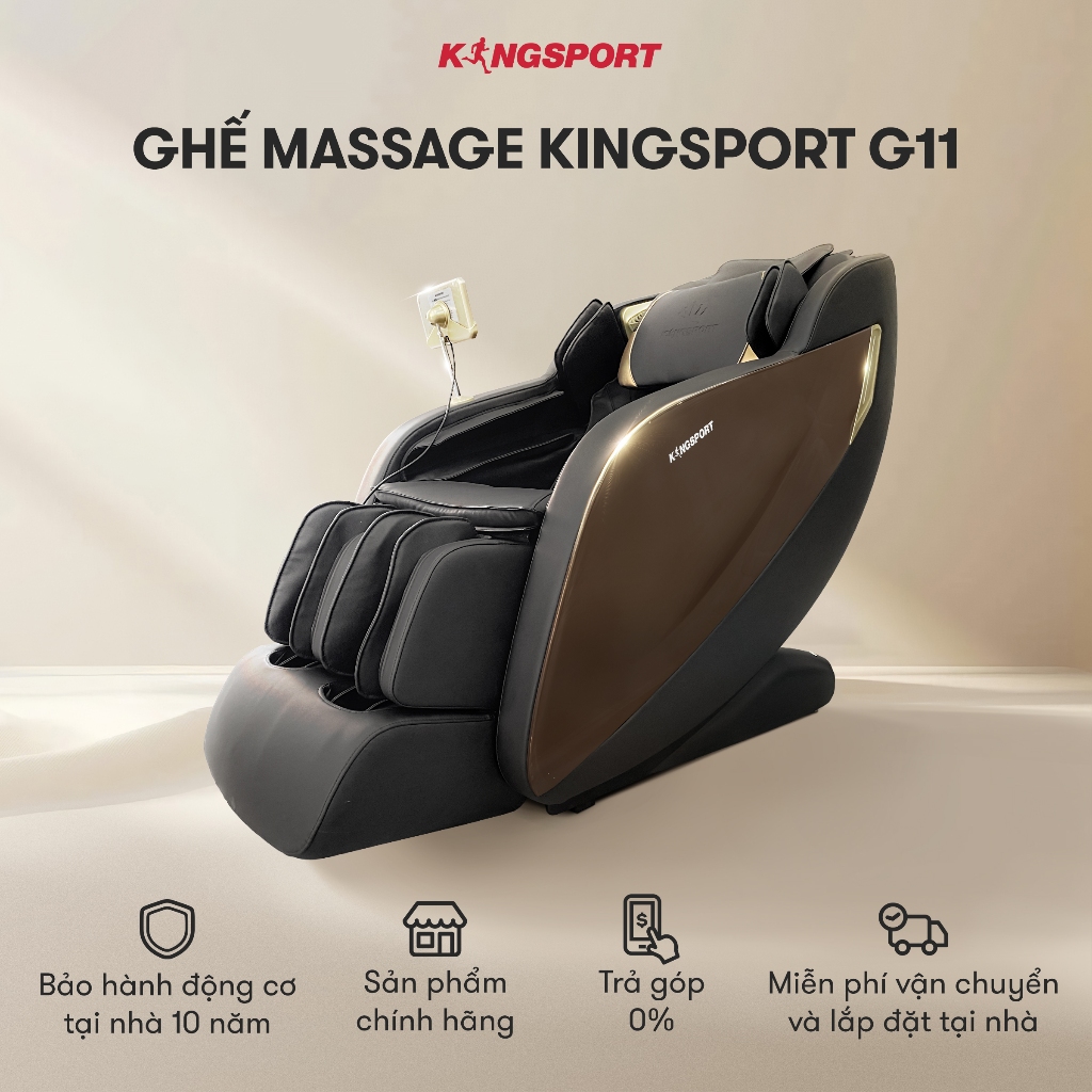 [KOL] Ghế massage KINGSPORT G11 NEW công nghệ rung sóng âm Kingsonic, 12 bài massage tự động