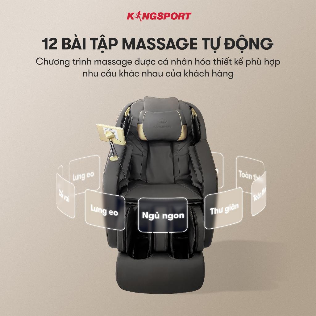 [KOL] Ghế massage KINGSPORT G11 NEW công nghệ rung sóng âm Kingsonic, 12 bài massage tự động