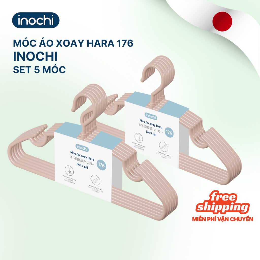 Móc treo quần áo VEST Hara 176 Inochi, sang trọng, chắc chắn, nhựa PP nguyên sinh an toàn [SET 5C]