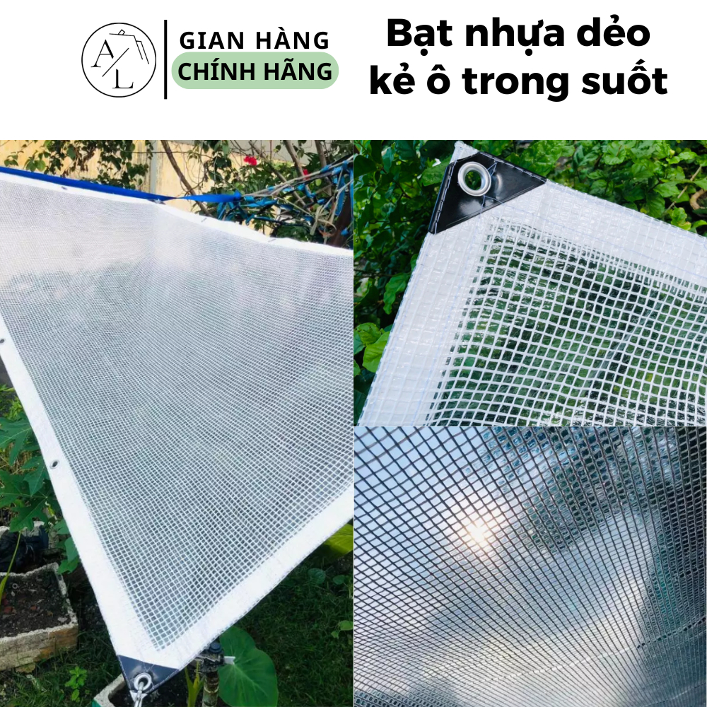Bạt Nhựa Dẻo Kẻ Ô Che Mưa Ngoài Trời, Sân Vườn Đẹp Mắt Siêu Bền Đa Dạng Kích Thước - Tặng Kèm Móc A04