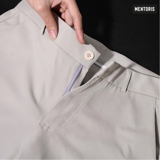 Quần Short Nam Cao Cấp MENTORIS, Chất vải Kaki Co Giãn, Cạp Cúc Sang Trọng, Lịch Sự MSR15