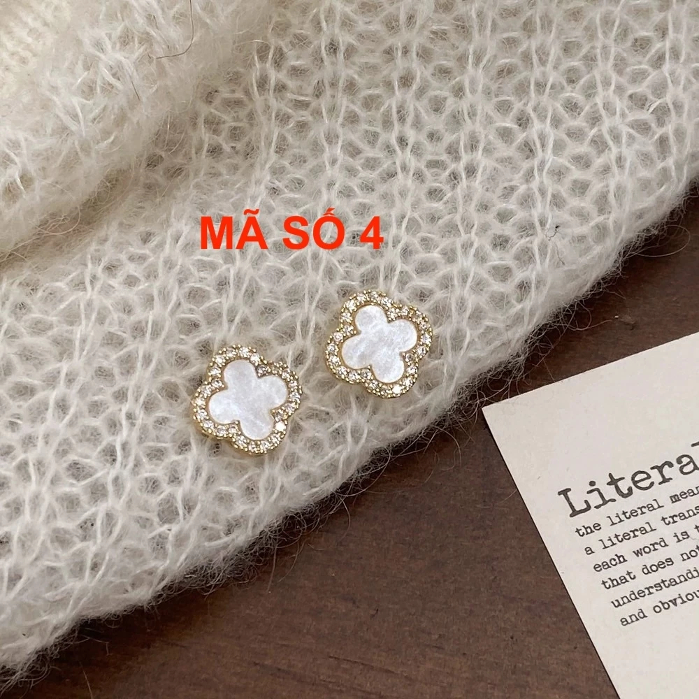 Combo 6 đôi bông tai cỏ 4 lá đính đá sang trọng. Hoa tai đính pha lê Zirconia cao cấp sang trọng ChicEar Jewelry