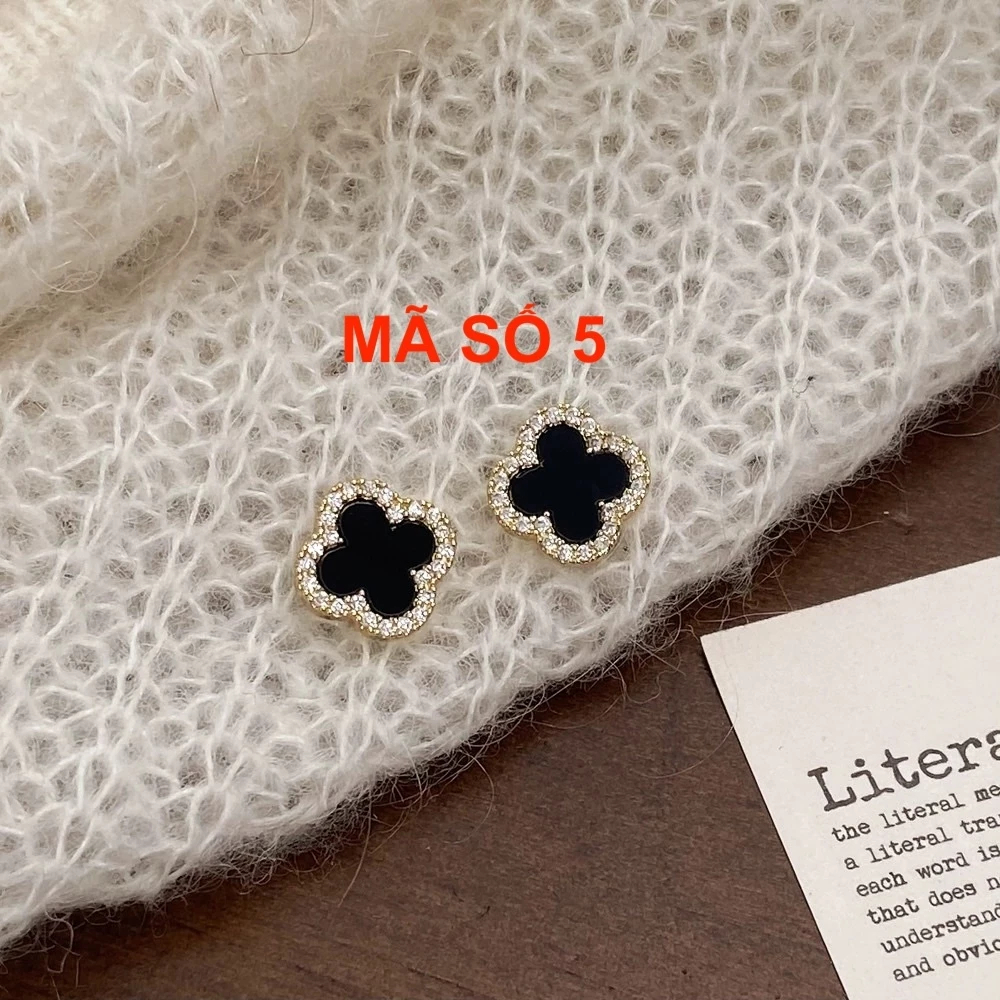 Combo 6 đôi bông tai cỏ 4 lá đính đá sang trọng. Hoa tai đính pha lê Zirconia cao cấp sang trọng ChicEar Jewelry