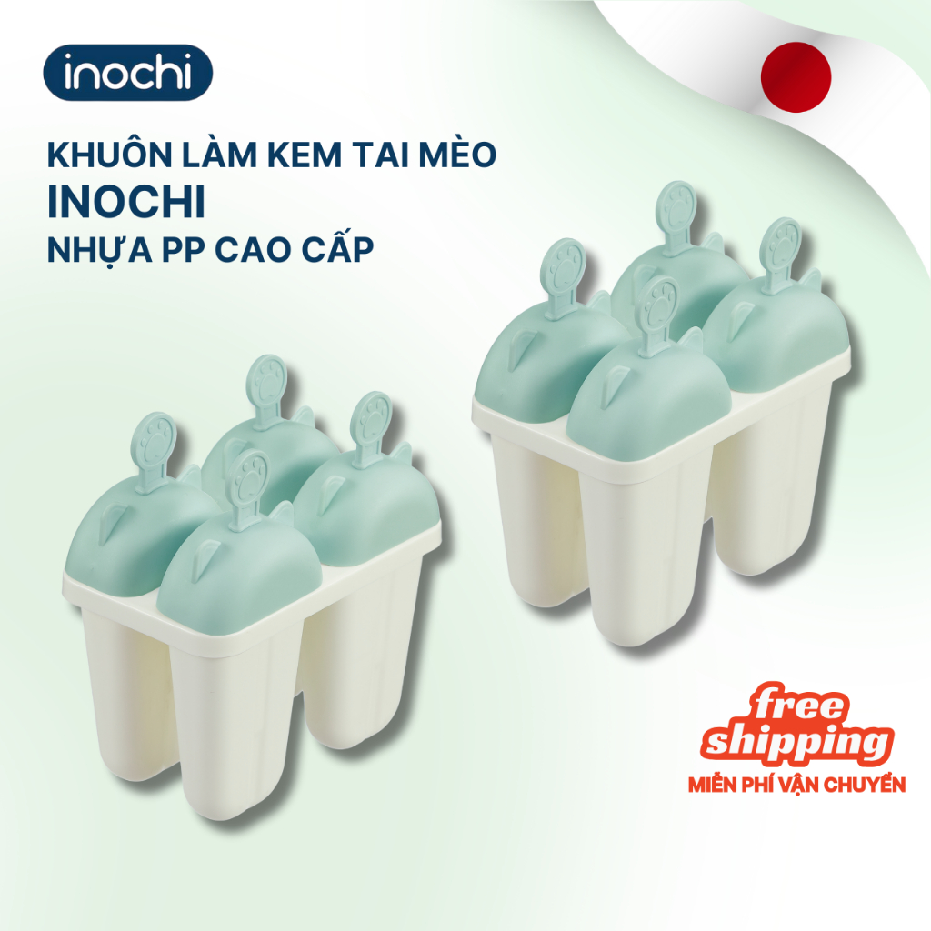 Khuôn làm kem Kari Inochi nhựa nguyên sinh, làm kem que cho bé, dễ dàng tách kem khỏi vỉ, tiện lợi