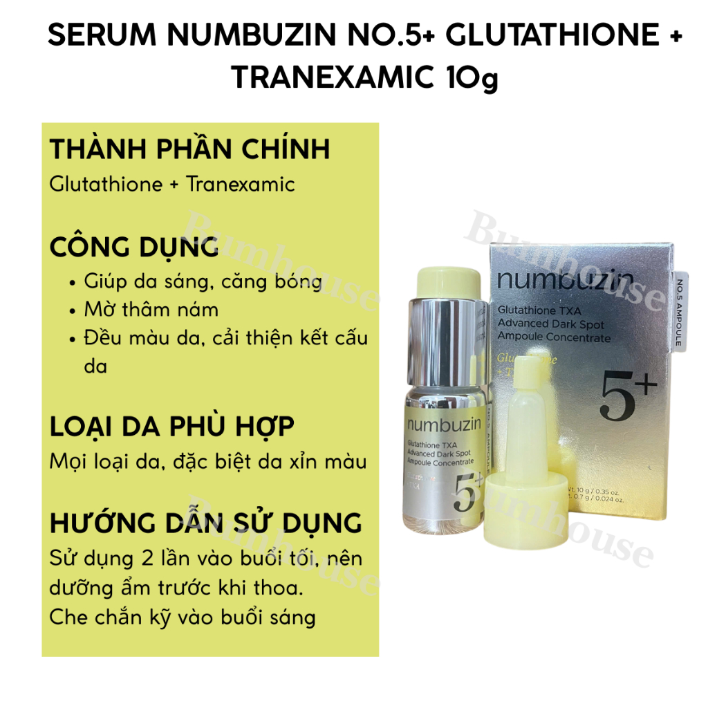 Serum Numbuzin No.5 Glutathione TXA Ampoule Concentrate 10g
