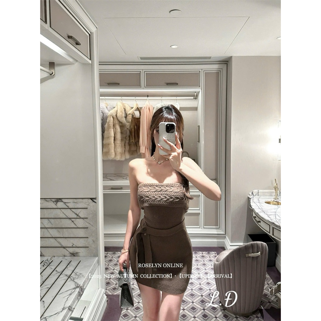 Đầm quây len body thắt dây eo