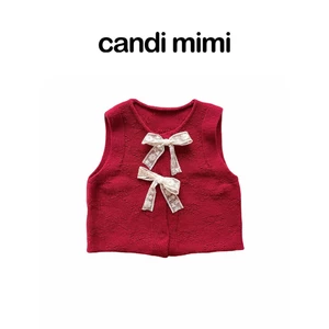 CANDI MIMI Áo Gile Đỏ Đính Nơ NT5624