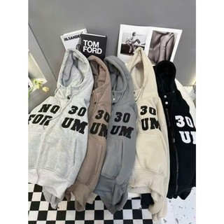 Áo Khoác Nỉ Boxy Dáng Lửng Chất Nỉ Dày Dặn Thêu Chữ, Nón To 2 Nút Bấm Form Rộng Basic Năng Động Chống Nắng  RUSY