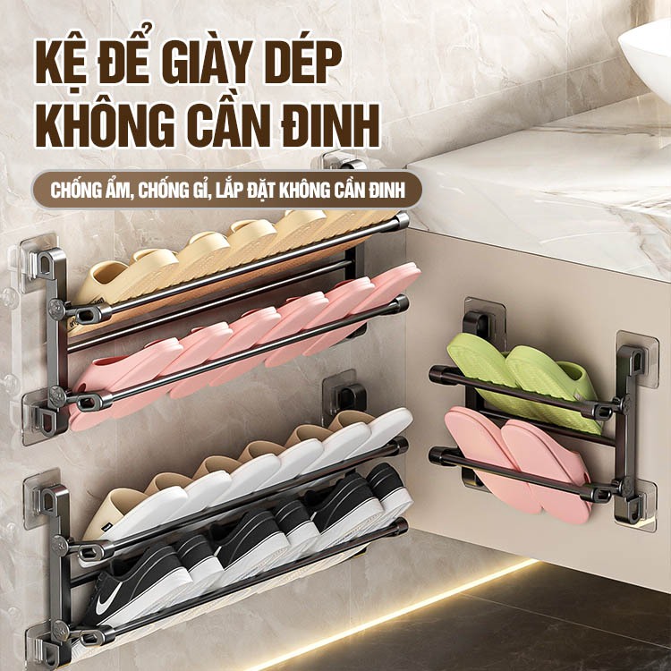 Kaleis Dép Gắn Tường Đa Năng Gấp Gọn – Dán Tường Không Cần Khoan, Tiện Dụng Cho Gia Đình & Ký Túc Xá