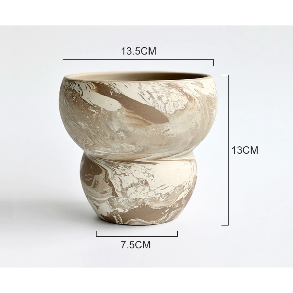 Chậu gốm dáng hồ lô không tráng men