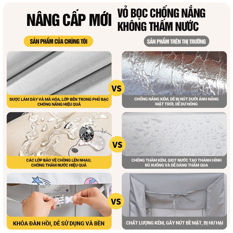 Kaleis Bọc trùm máy giặt cửa ngang chống nước - che mát, chống bụi bẩn dành cho máy 6-10kg