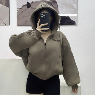 Áo Khoác Nỉ Boxy Chất Nỉ Xuất Khẩu Dày Dặn Thêu Chữ Coolgirl, Nón To Form Rộng Basic Năng Động Chống Nắng RUSY