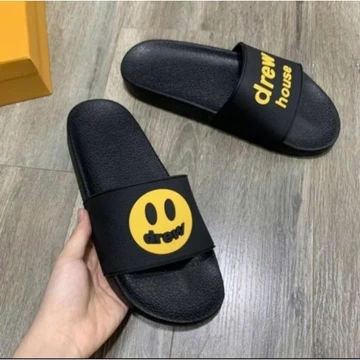 Dép Quai Ngang Mặt Cười - Drew. Nam Nữ Hot Nhất Quai Đen Chữ Thời Trang Đủ Size 37-43. Dép Lê Đế Bằng Slipper dép rẻ
