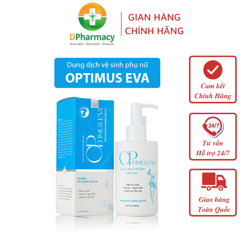 Dung dịch vệ sinh Optimus Eva Thanh Mộc Hương, giúp vệ sinh vùng kín hàng ngày, giảm khí hư, mùi hôi