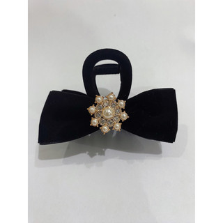 kẹp tóc nơ bọc nhung đá sáng sang chảnh qccc size kẹp 8cm