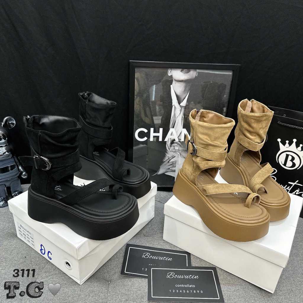 Boot xỏ đai đế  độn