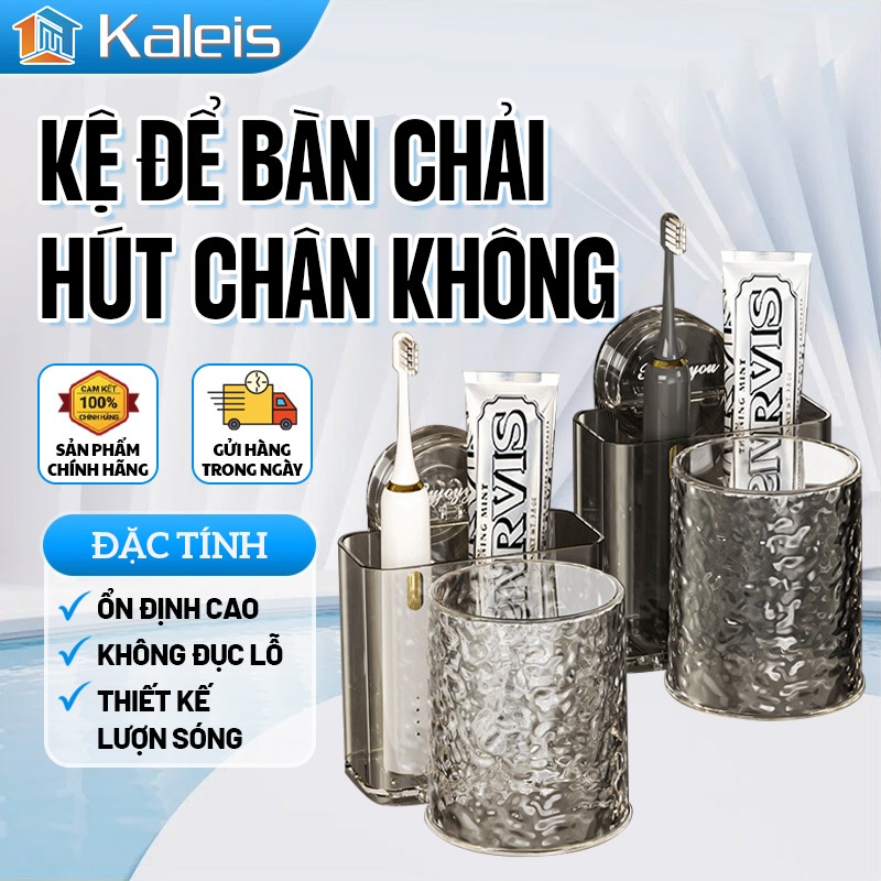 Kaleis Kệ Đựng Bàn Chải Dán Tường Có Cốc, Thoát Nước Nhanh – Siêu Chắc, Tiện Dụng Cho Phòng Tắm