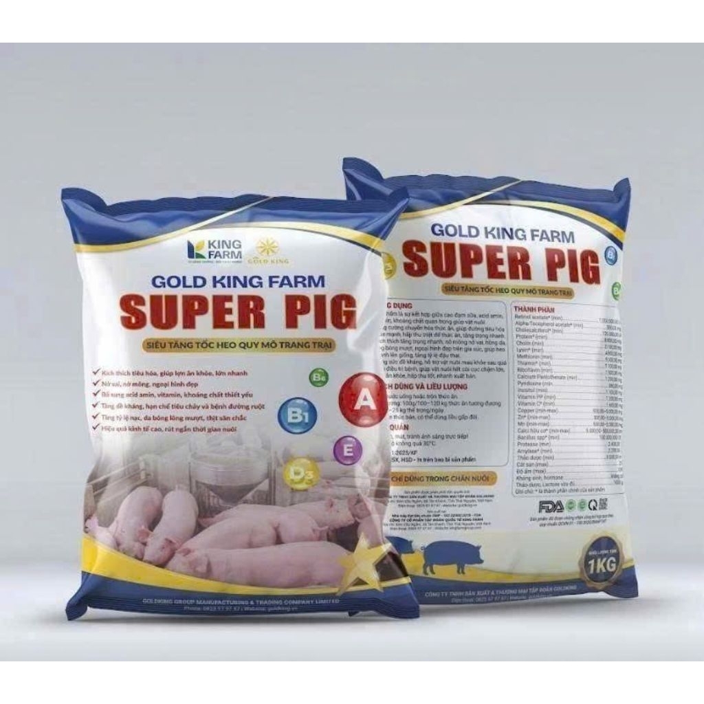 1KG SIÊU VỖ BÉO GOLDKING PIG, VỖ BÉO SIÊU TỐC CHUYÊN DÙNG CHO LỢN