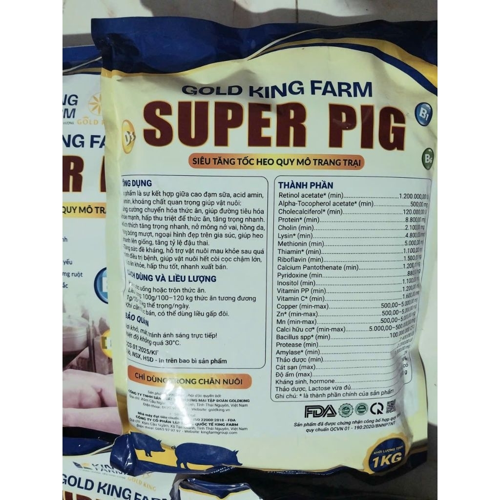 1KG SIÊU VỖ BÉO GOLDKING PIG, VỖ BÉO SIÊU TỐC CHUYÊN DÙNG CHO LỢN