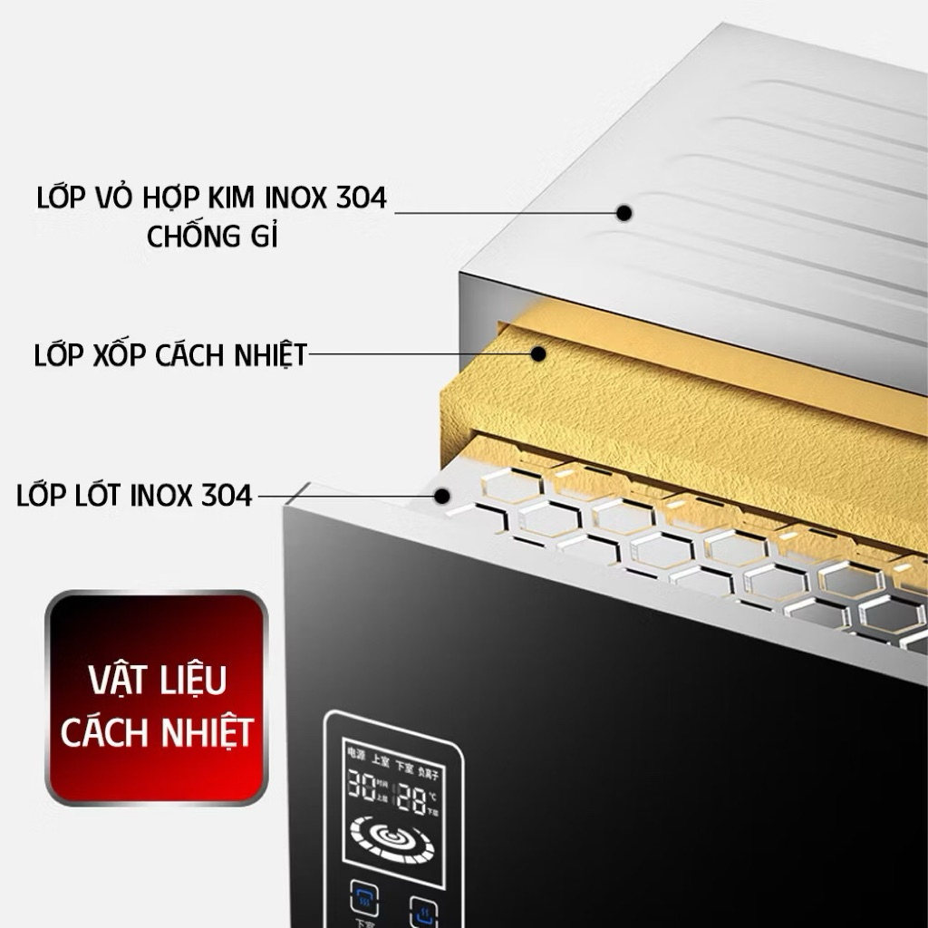 HÀNG LOẠI 1 - Máy sấy bát đũa khử khuẩn 188L bằng OZONE + Tủ khử trùng hồng ngoại siêu sạch tích kiệm - Tủ sấy BH 5 NĂM
