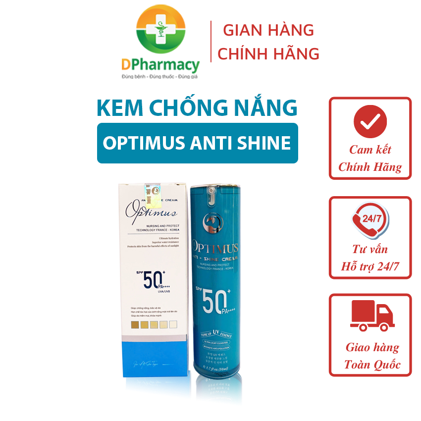 Kem Chống Nắng Thanh Mộc Hương OPTIMUS ANTI SHINE, Chống Trôi Dưỡng Da Nâng Tone SPF50+ PA++++ 50ml