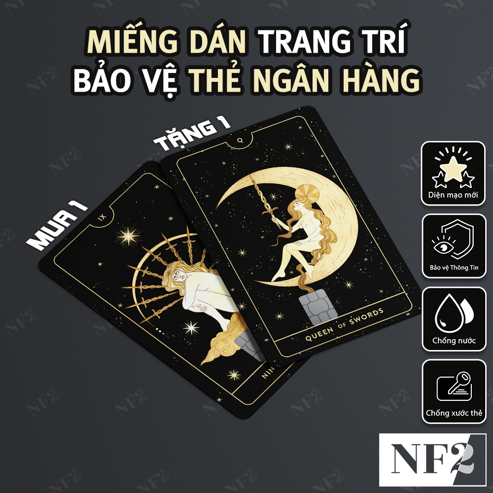 Miếng Dán Trang Trí TAROT SWORDS (BỘ 3) - Sticker Thẻ ATM (Thẻ Chung Cư, Thẻ Xe, Debit, Credit) NF2