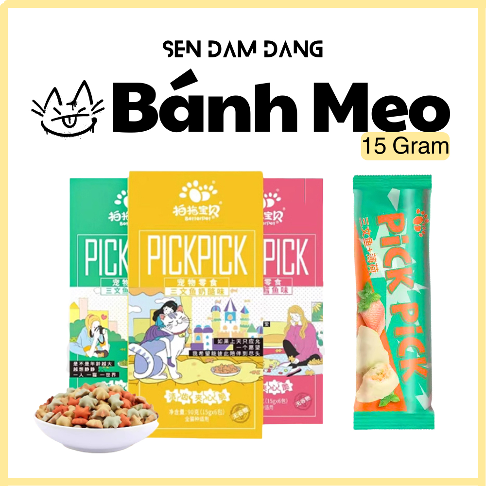 Bánh Thưởng Snack Cá Hồi Pick Pick Cho Mèo - Gói 15 Gram