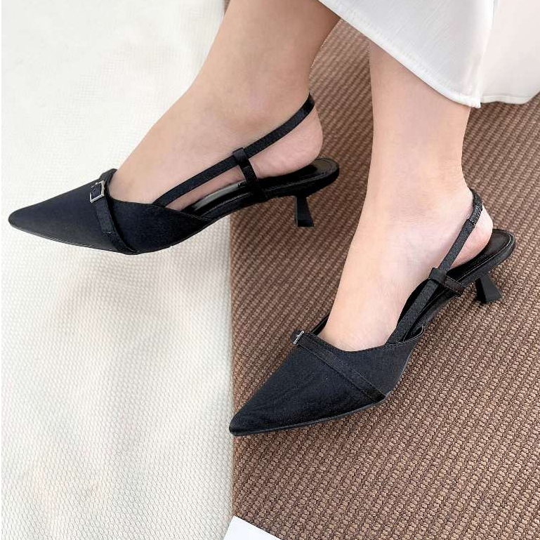 Giày nữ MYSS mũi nhọn phối khóa cài dây ngang 5cm cao cấp - CG322