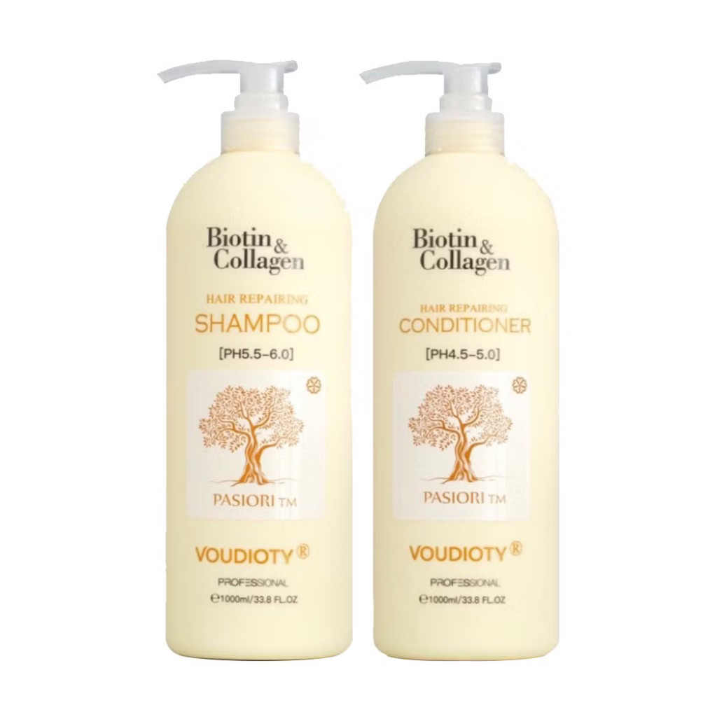 Cặp Dầu Gội Xả Biotin Collagen Giảm rụng tóc, kiềm dầu, ngăn gàu, phục hồi hư tổn 1000ml